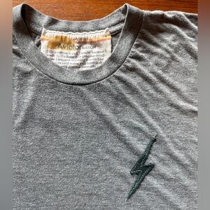 Aviator Nation Gray small Bolt Tee with appliqué Green Lightning Bolt